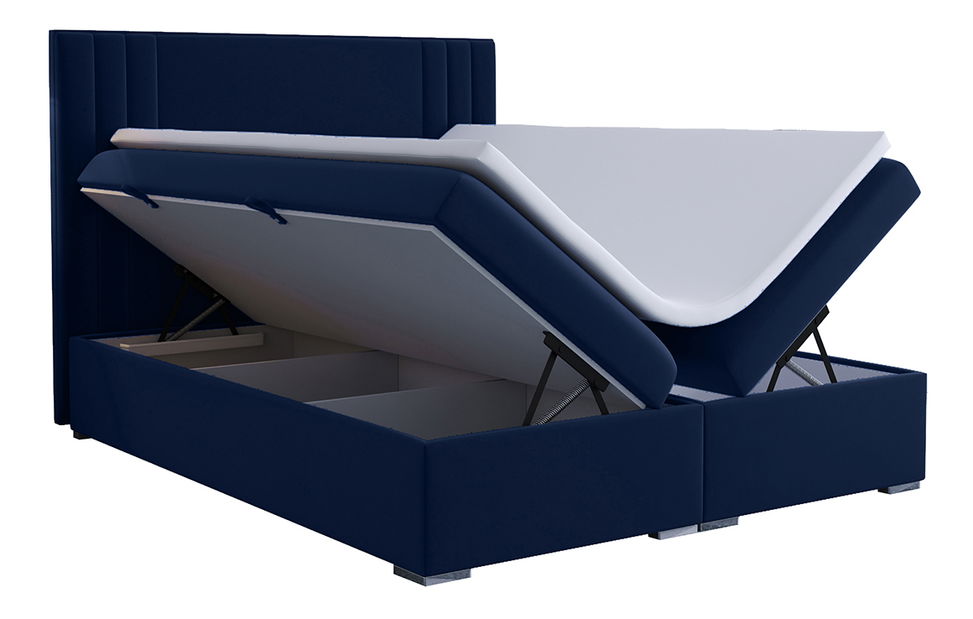Boxspring postel 180 cm Morcano (tmavě modrá) (s úložným prostorem)
