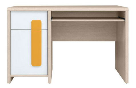 PC stolek BRW Colorado BIU/120 (dub světlý belluno + bílá + pomerančová)