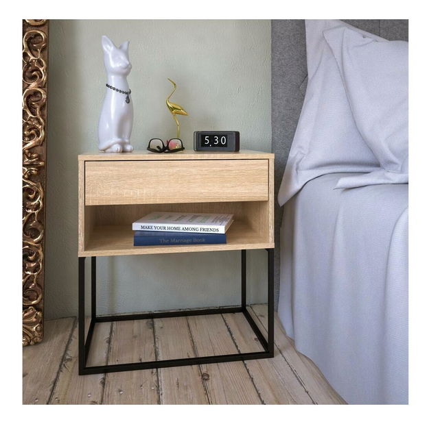 Noční stolek Autor (dub sonoma + černá)