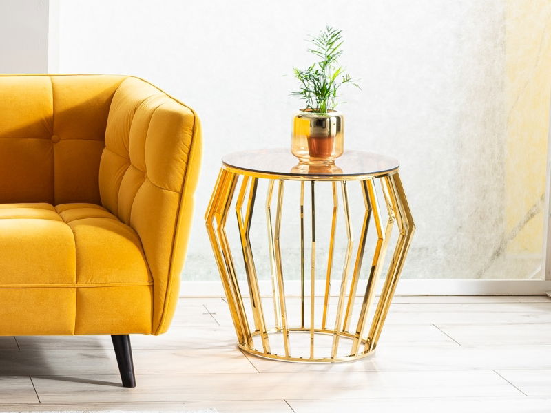 Konferenční stolek Alycia (jantarová + zlatá)