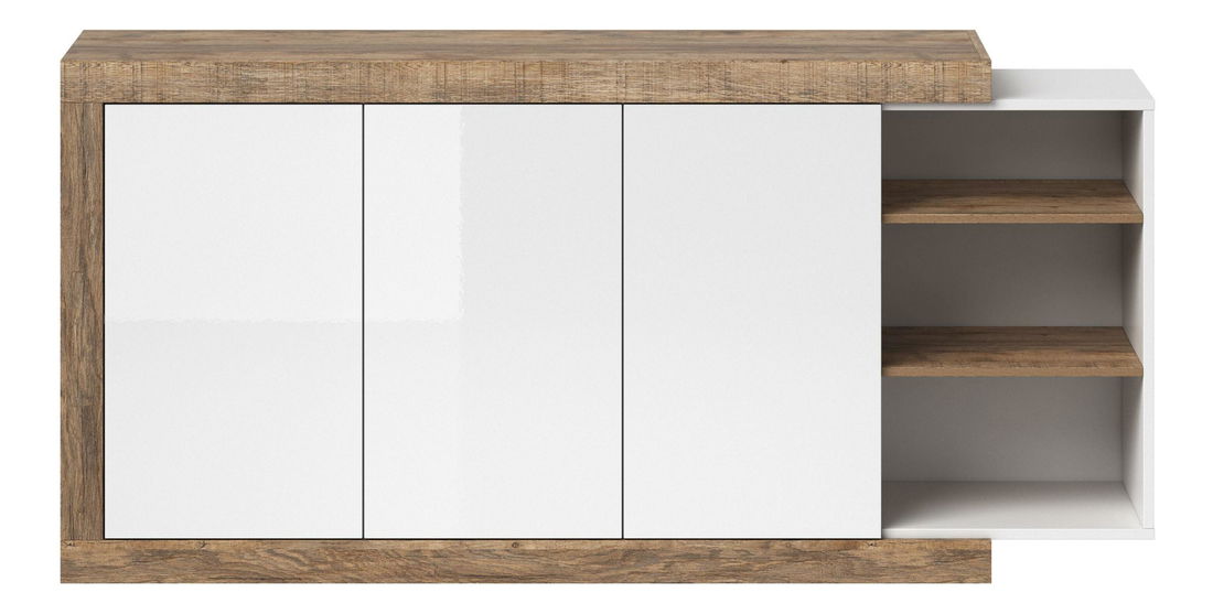 Komoda Sophia Typ 47 (dub samdal + bílá + lesk bílý)