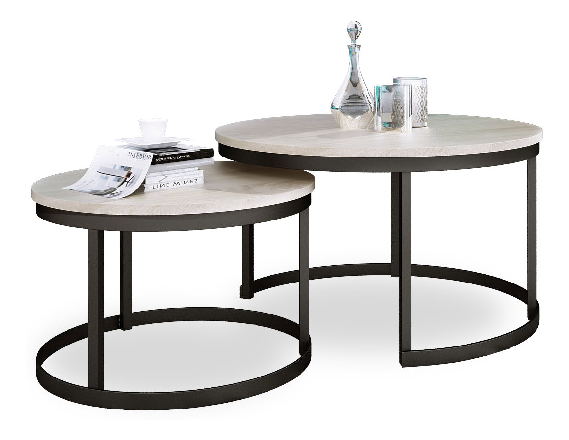 Set 2 ks. konferenčních stolků Otir (černá + dub sonoma)