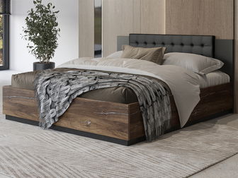 Manželská postel 160 cm Signat Typ 31 (černá + dub flagstaff + stříbrná nitka)