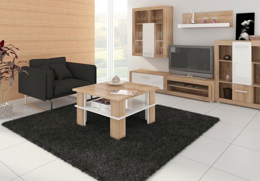 Konferenční stolek Fernhill 1 (sonoma světlá + lesk bílý)