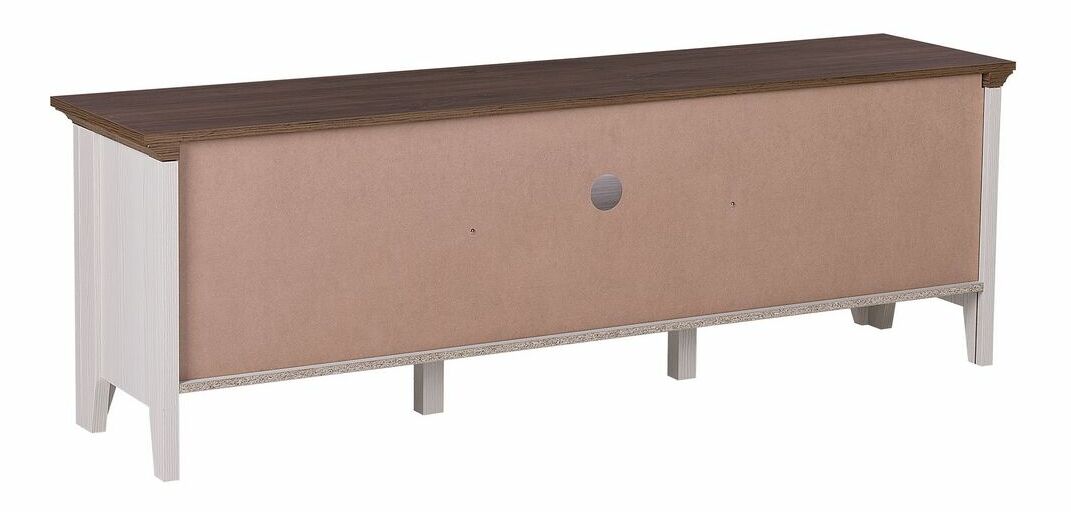 TV stolek/skříňka NEVELLE (krémová + tmavé dřevo)