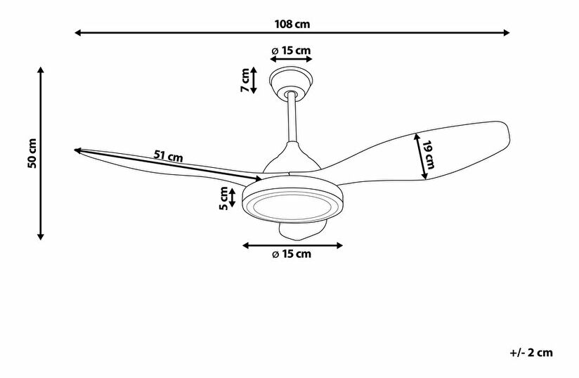 Stropní ventilátor se světlem Mudza (hnědá)