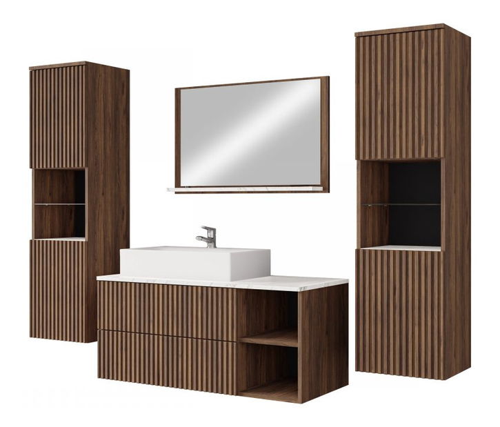 Koupelnová sestava Kiago III (ořech warmia + bílý mramor)