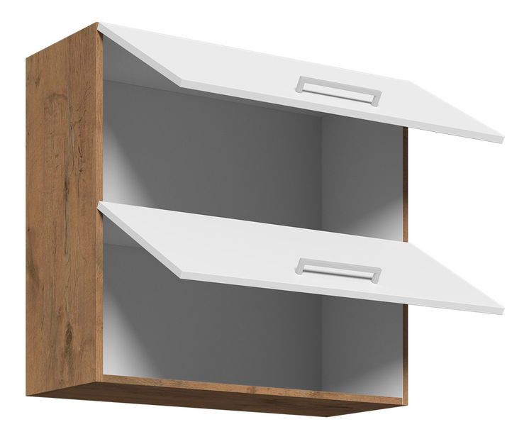 Horní kuchyňská skříňka Bronte 80 GU-72 2F (dub lancelot + bílý lesk)