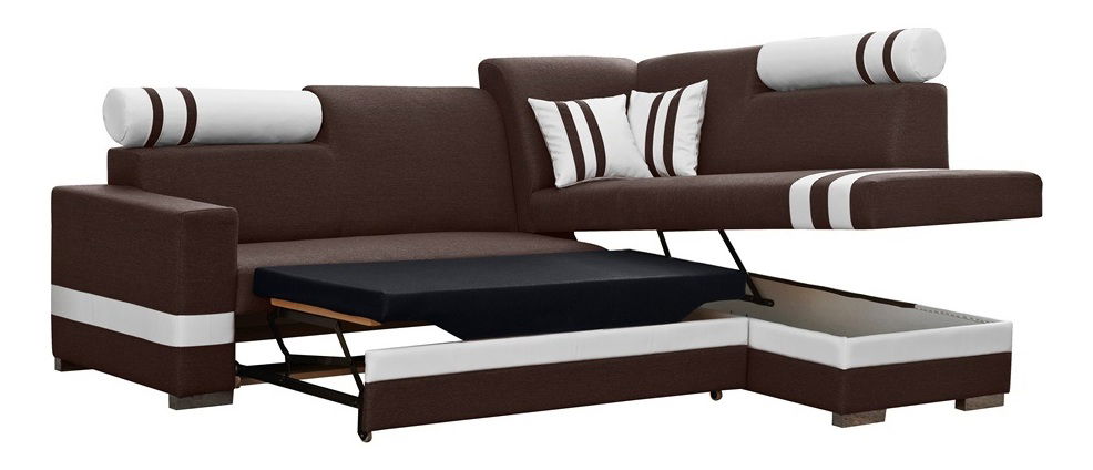 Rohová sedací souprava Reinaldo (modrá + bilá) (P)