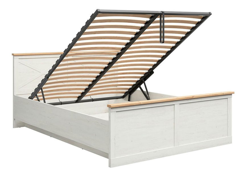 Manželská postel 160 cm BRW Frija 3 (borovice andersen bílá + dub artisan) (s roštem) (s úl. prostorem)
