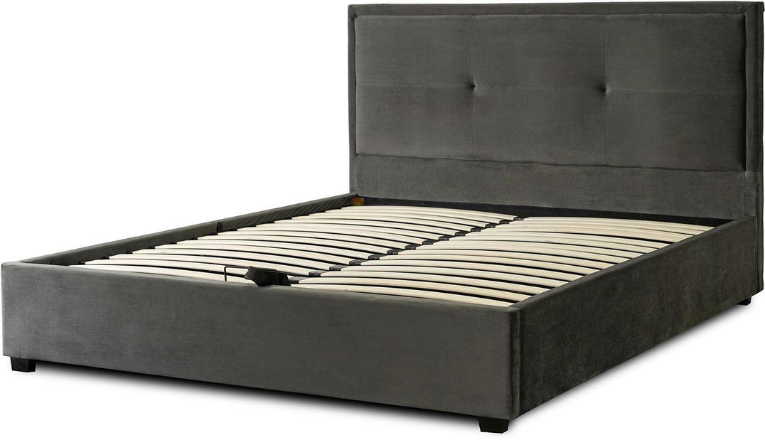 Manželská postel 160 cm Acompanaba (šedá) (s roštem) (s úl. prostorem)