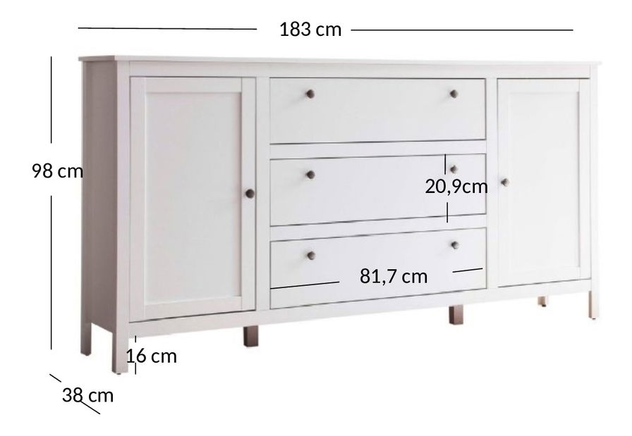 Komoda Olna 2D3S (bílá)