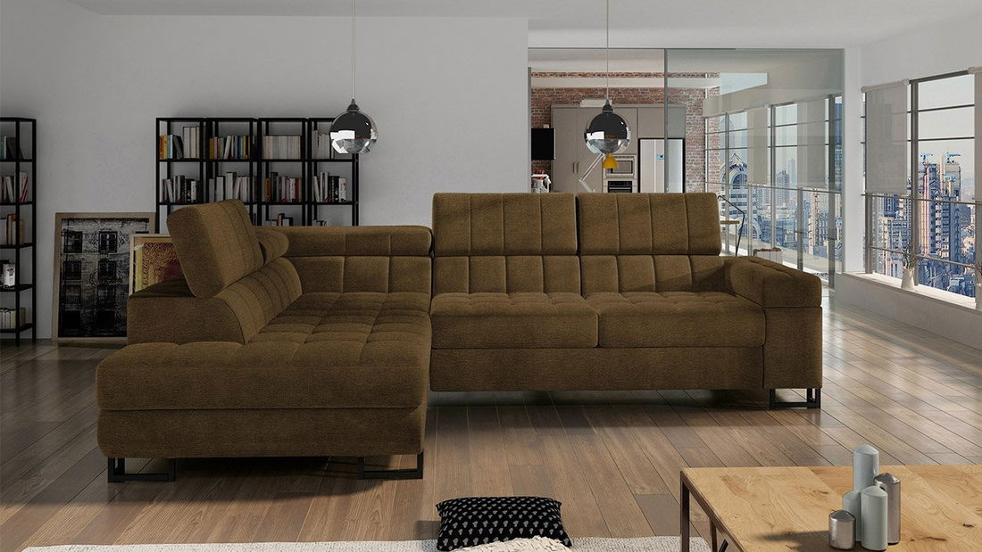 Rohová sedací souprava Zanara (tmavobéžová)