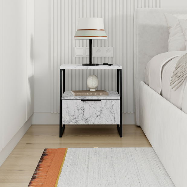 Noční stolek Pali (mramor bílý)