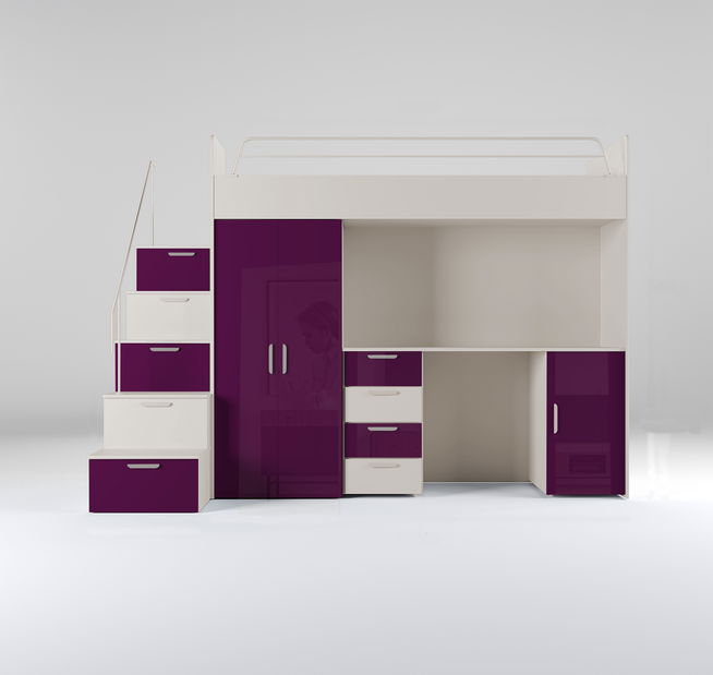 Dětská postel Ruby IV S (kašmír + lesk fialový) (s rošty)