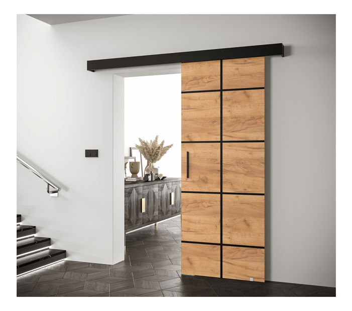 Posuvné dveře 90 cm Sharlene III (craft zlatý + černá matná + černá)