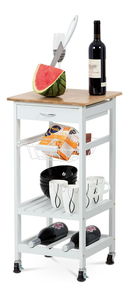 Servírovací stolek Dulcemente 2 (bambus + bílá matná)