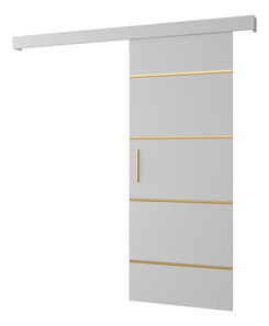 Posuvné dveře 90 cm Sharlene IV (bílá matná + bílá matná + zlatá)