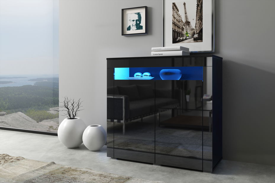 Vitrína Greta (černý lesk + černá matná)