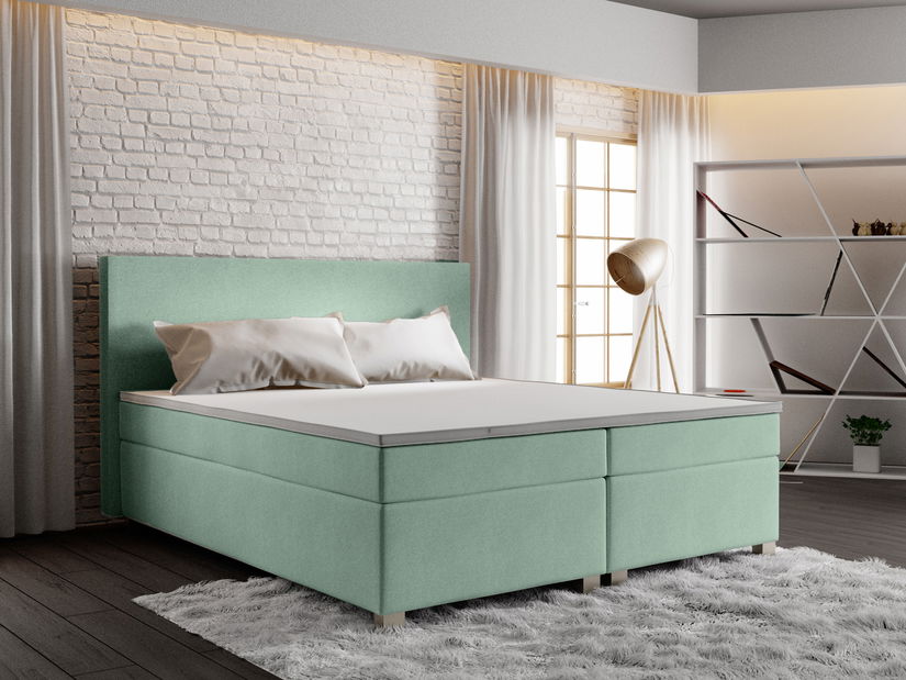 Manželská postel Boxspring 140 cm Simon Comfort (mátová) (s matrací, bez úložného prostoru)