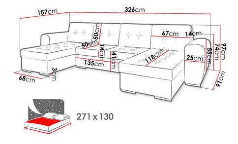 Rohová sedací souprava U Daria U (šedočerná)