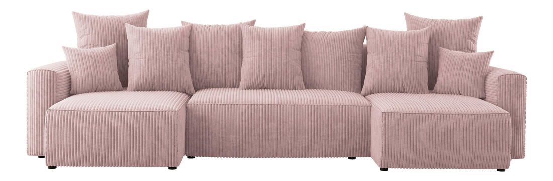 Rohová sedačka Denia U (pudrově růžová) (L)