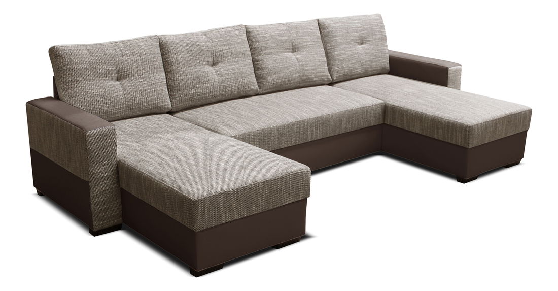 Rohová sedací souprava U Arenna L+2+L (s taburetem) (béžová + hnědá) (L)