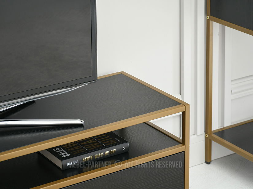 TV stolek/skříňka Soren Rtv (černé dřevo + zlatá)