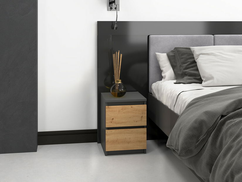 Noční stolek Musecalo 2 (antracit + dub artisan)