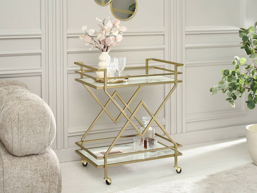 Konferenční stolek Gemido (mramor + zlatá)