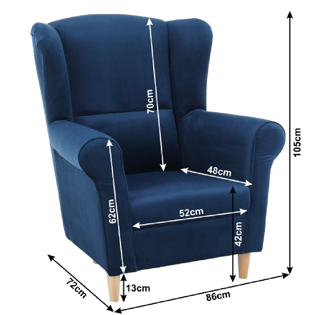 Křeslo ušák Charlie rose 14 (modrá)