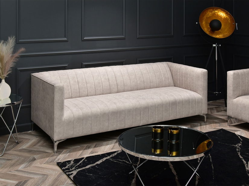 Pohovka trojsedačka Recalentada (písková + chrom)