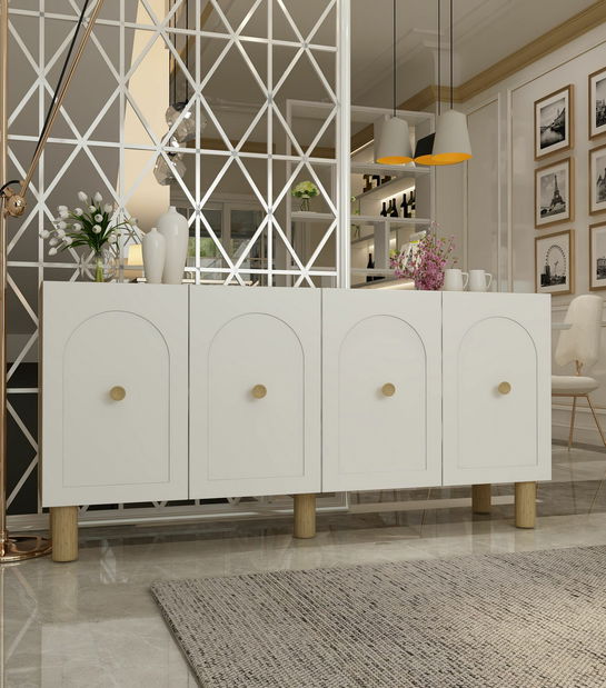 Komoda Notred (dub safírový + bílá)