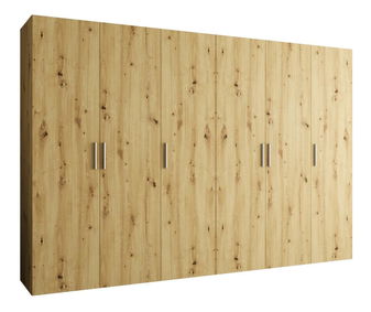 Šatní skříň 300 cm Borry 1 (dub artisan + stříbrná)