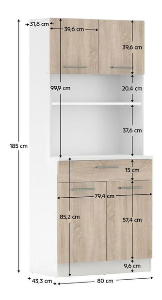 Kuchyňský kout Domini NEW (bílá + dub sonoma)