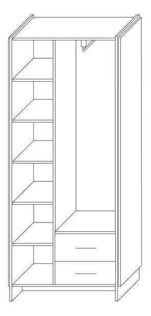 Šatní skříň Adivinaba 1 (dub wotan + černá)