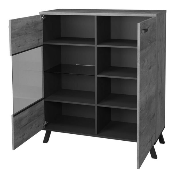 Vitrína Joyce J4 (dub lefkas + černá)