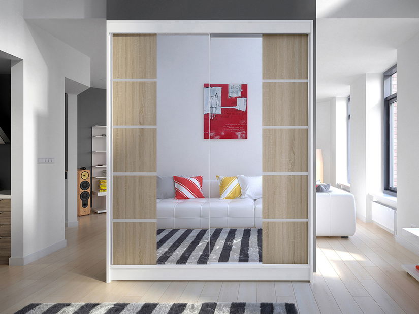 Šatníková skříň Chantal 5 (bílá + sonoma)