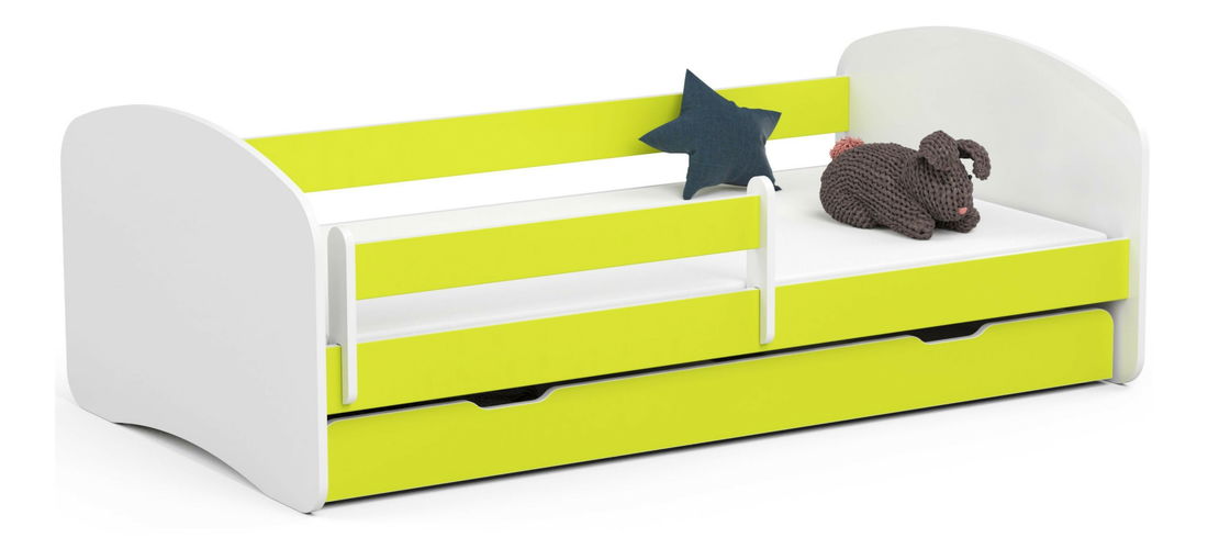 Dětská postel Pranshi III (limetková) (s matrací)