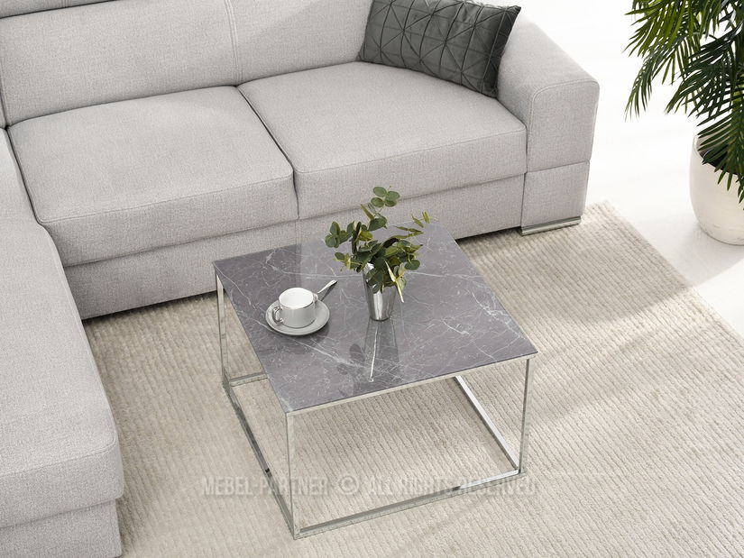 Konferenční stolek Bella M (šedý mramor + chromová)
