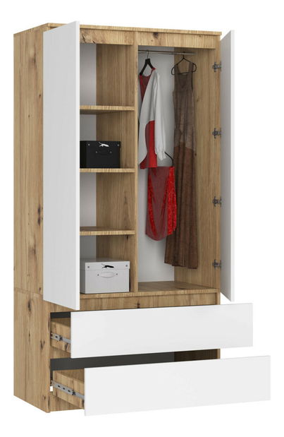 Šatní skříň Submarino (dub artisan + bílá)
