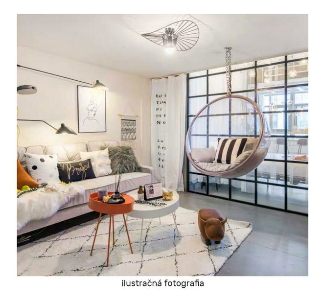 Závěsné houpací křeslo Belgica 1 (transparentní + zlatá + růžová)