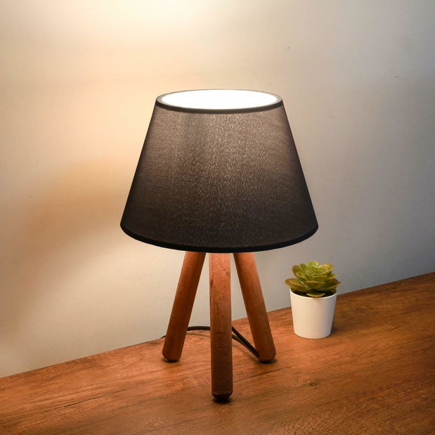 Stolní lampa Woodarella 7 (antracit + přírodní)
