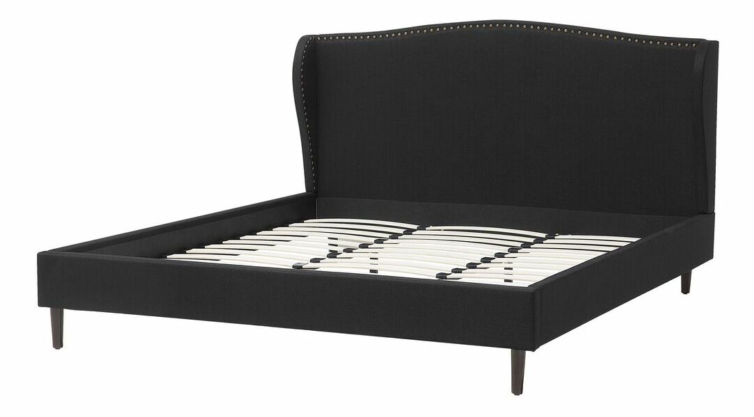 Manželská postel 180 cm COLLETTE (s roštem) (černá)