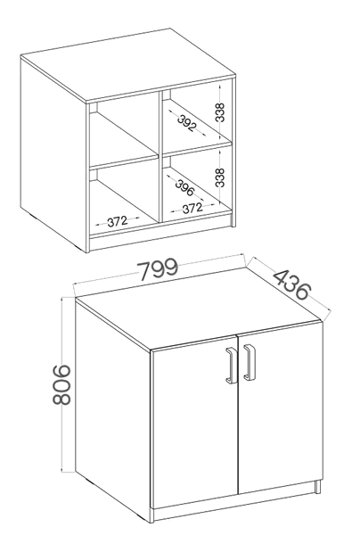 Dolní skříňka Mantela LG/LG (světle šedá)