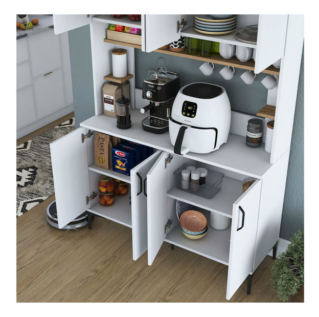 Policová skříň Jenaretta 176 (bílá + ořech)