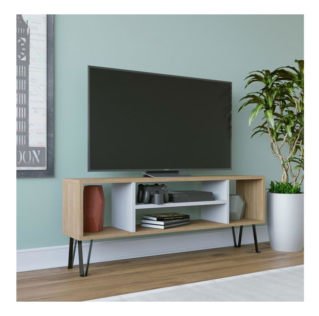 TV stolek Tesopu (dub + bílá)