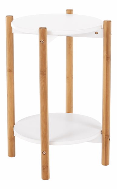 Příruční/noční stolek Baron (bílá + přírodní)