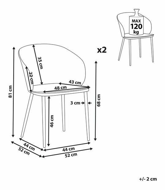 Set 2 ks. jídelních židlí BALAK (bílá)