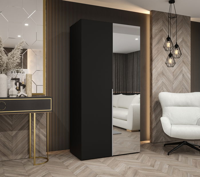 Šatní skříň 100 cm Alice 2 (černá + kašmír)